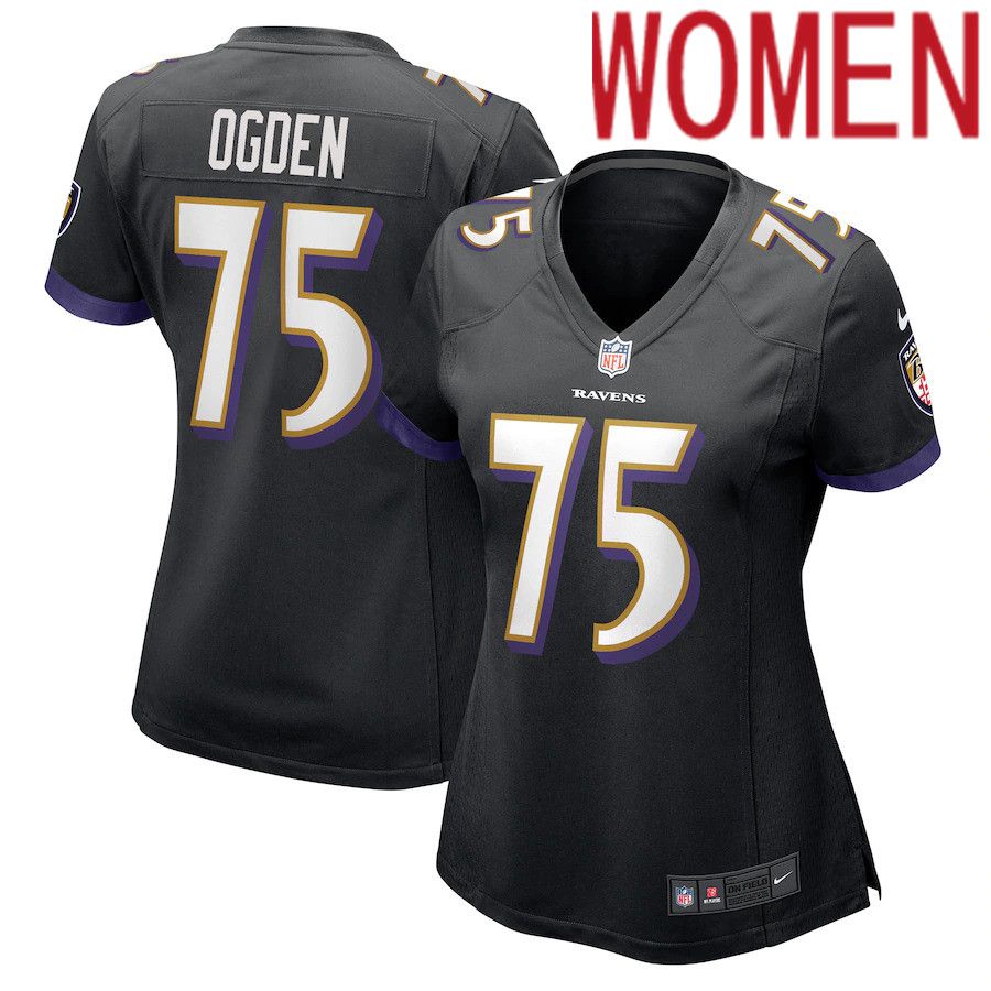 Women Baltimore Ravens #75 Jonathan Ogden Nike Black Retired Player NFL Jersey